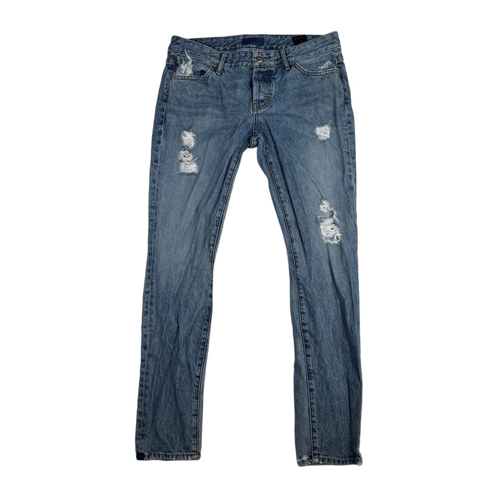 Koral Distressed Skinny Jeans Women's Size 26 Button Fly Medium Wash Denim